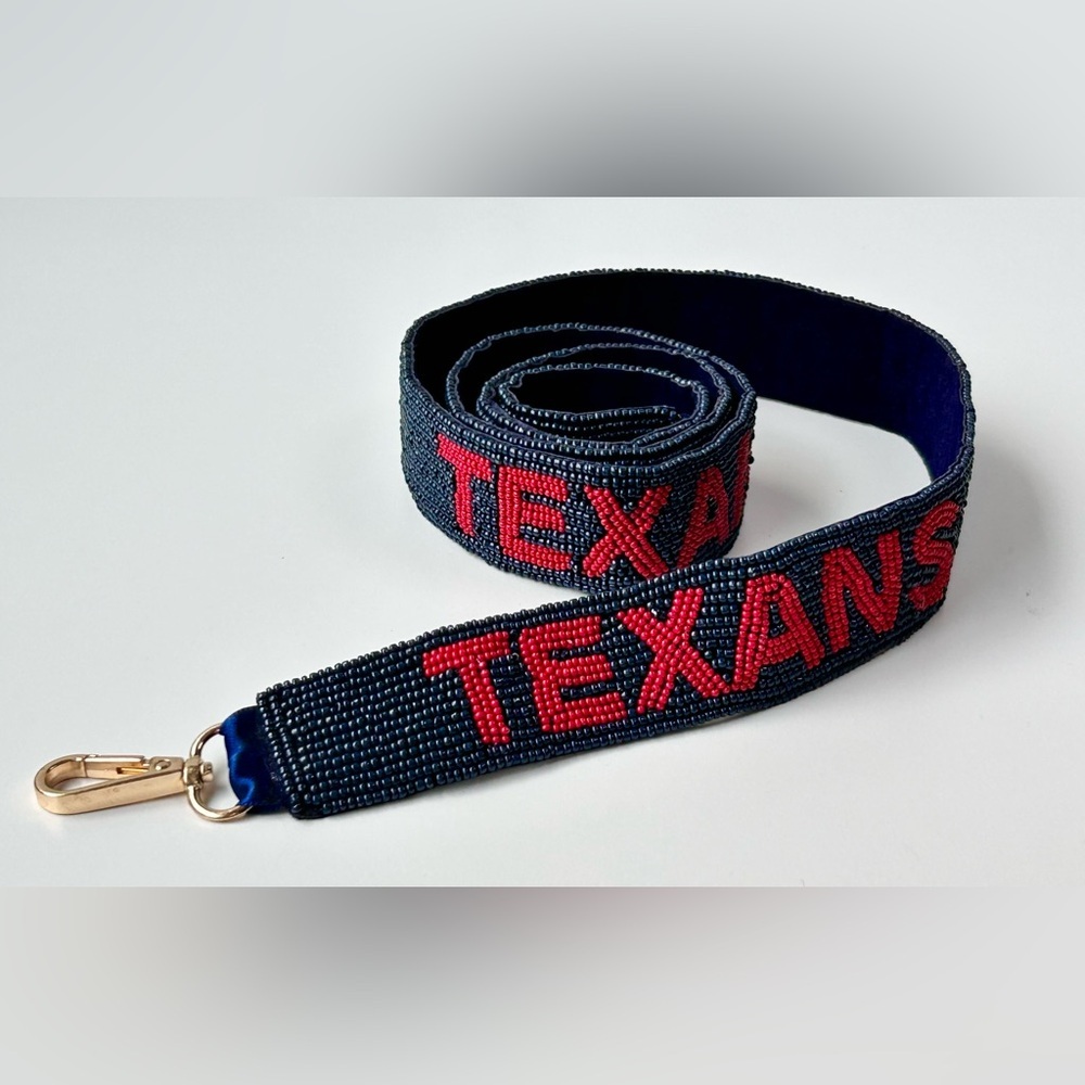 NFL Texans Navy and Red Beaded Lanyard